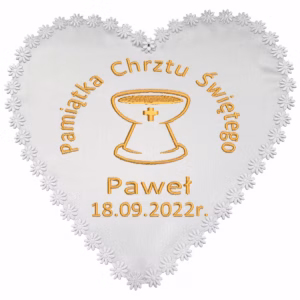Szatka do Chrztu Świętego haftowana - Chrzcielnica Z Krzyżykiem